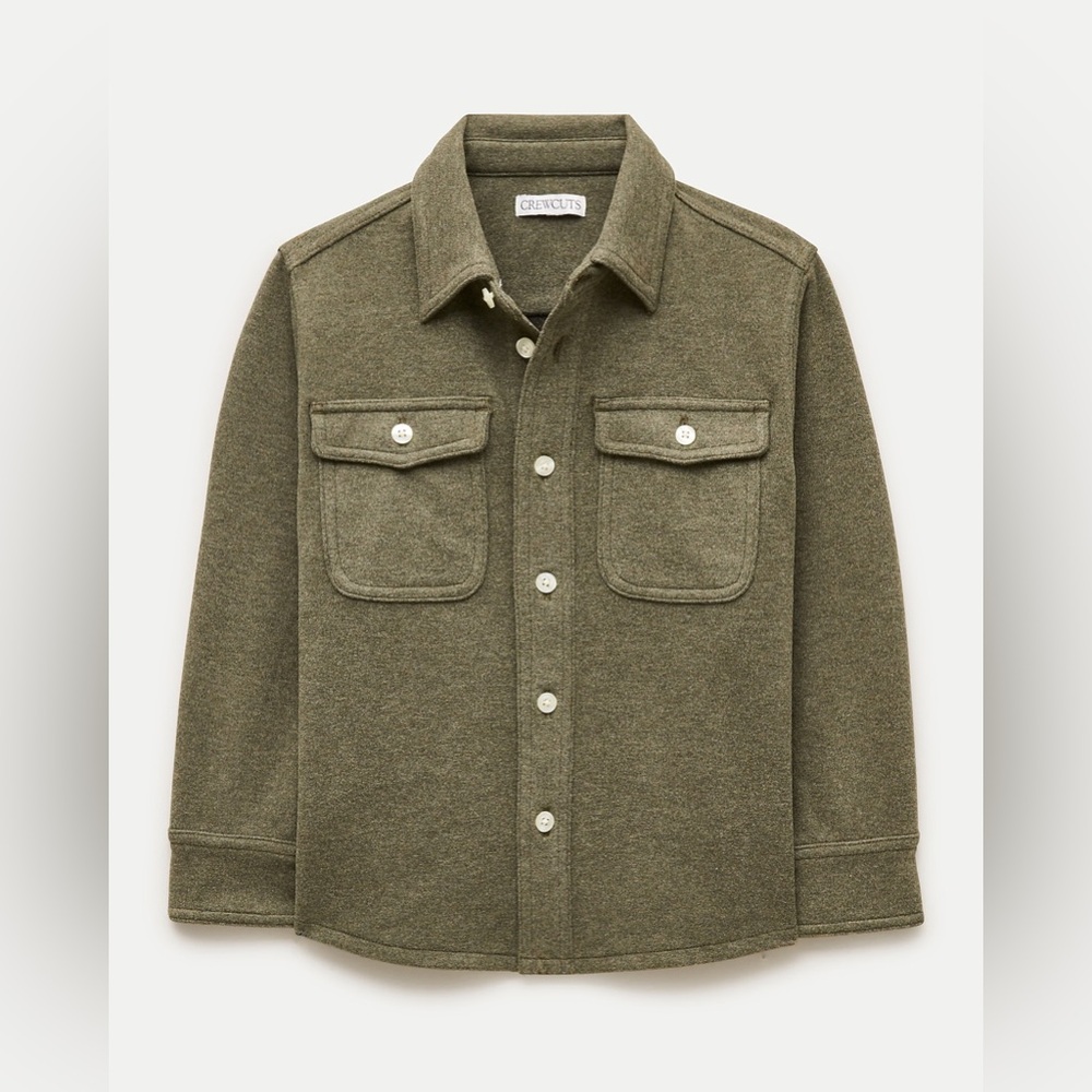 NWT Crewcuts Kids' Heavyweight Seaboard Soft-Knit Shirt in Heather Loden Green